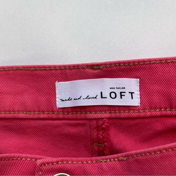 Ann Taylor LOFT Cropped Cuffed Straight Capris Coral Pink Medium 8 29 - Picture 6 of 11